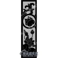 墓碑立柱宝葫芦莲花荷叶线雕图（MBLZ-164)