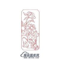 墓碑立柱花矢量线雕图（MBLZ-160)