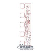 墓碑立柱莲花荷叶矢量线雕图（MBLZ-162)