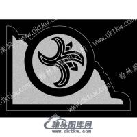墓碑抱鼓耳朵花纹线雕图（MBBG-759)