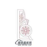 墓碑抱鼓耳朵花草矢量线雕图（MBBG-826)