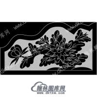 墓碑抱鼓耳朵花草线雕图（MBBG-783)