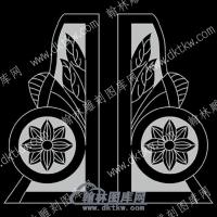 墓碑抱鼓耳朵花草线雕图（MBBG-827)