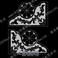 墓碑抱鼓耳朵花草线雕图（MBBG-839)
