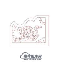 墓碑抱鼓耳朵鸟矢量线雕图（MBBG-795)