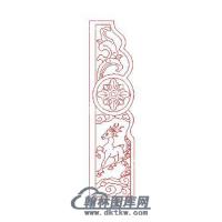 墓碑抱鼓耳朵鹿矢量线雕图（MBBG-780)