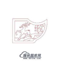 墓碑抱鼓耳朵鹿矢量线雕图（MBBG-803)