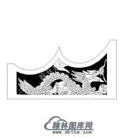 墓碑抱鼓耳朵龙矢量线雕图（MBBG-865)
