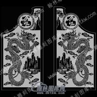 墓碑抱鼓耳朵龙福线雕图（MBBG-844)