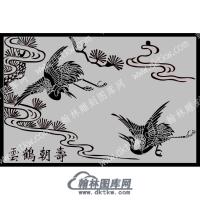 墓碑其它云鹤朝寿线雕图（MBQT-026)