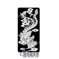 墓碑其它凤凰矢量线雕图（MBQT-101)