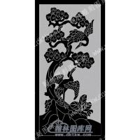 墓碑其它树鸟线雕图（MBQT-036)