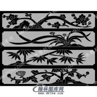 墓碑其它梅兰竹菊线雕图（MBQT-040)