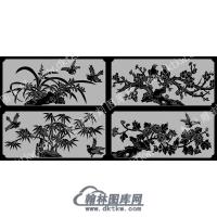 墓碑其它梅兰竹菊线雕图（MBQT-046)