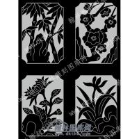 墓碑其它梅兰竹菊线雕图（MBQT-078)