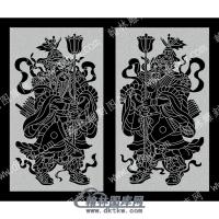 墓碑其它门神线雕图（MBQT-067)