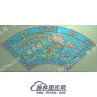 扇形凤凰牡丹精雕图（ZSZW-006）