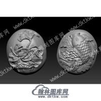 立体莲花鲤鱼圆雕图（YDZH-102）
