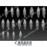 立体细长十八罗汉圆雕图（YDLH-021）