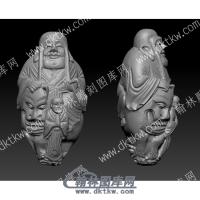 立体骑兽十八罗汉圆雕图（YDLH-008）