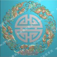 中式蝙蝠桃铜钱精雕图（ZSDW-047）