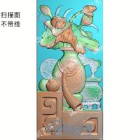 中式博古荷花荷叶莲蓬花瓶扫描图（ZSBG-035）