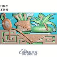 中式博古画灯笼花盆扫描图（ZSBG-063）