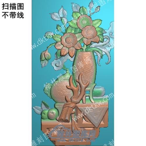 中式博古画轴花扫描图（ZSBG-034）