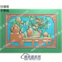 中式博古菊花水壶水杯铜钱五谷丰登扫描图（ZSBG-061）