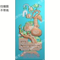 中式博古聚宝盆花瓶扫描图ZSBG-024）