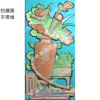 中式博古莲花荷叶莲蓬扫描图（ZSBG-008）