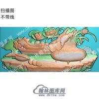 中式博古莲花荷叶瓶扫描图（ZSBG-019）
