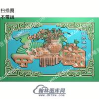 中式博古萝卜祥云梅花扫描图（ZSBG-075）