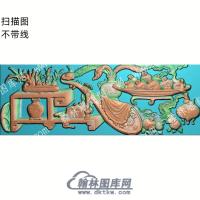 中式博古琵琶花瓶扫描图（ZSBG-013）