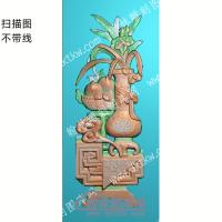 中式博古如意石榴花瓶扫描图（ZSBG-026）