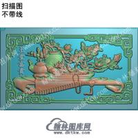 中式博古铜钱珠串花玉堂富贵扫描图（ZSBG-044）