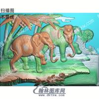 中式大象椰树扫描图（ZSDW-089）