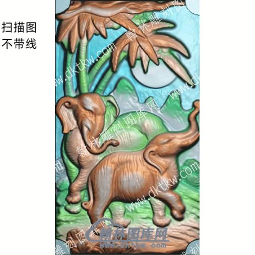 中式大象竹子扫描图（ZSDW-052）