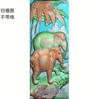 中式大象竹子扫描图（ZSDW-065）