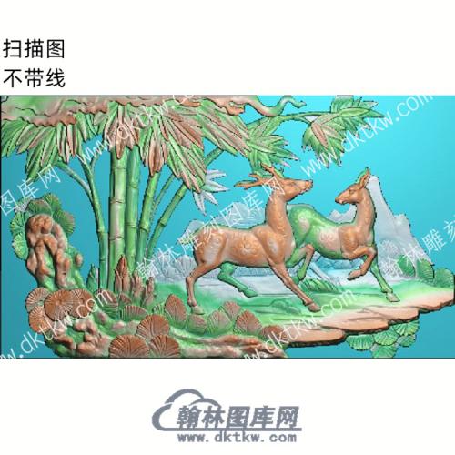 中式梅花鹿驻足扫描图（ZSDW-086）