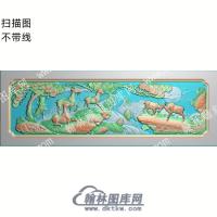 中式五羊嬉戏松柏精雕图（ZSDW-095）
