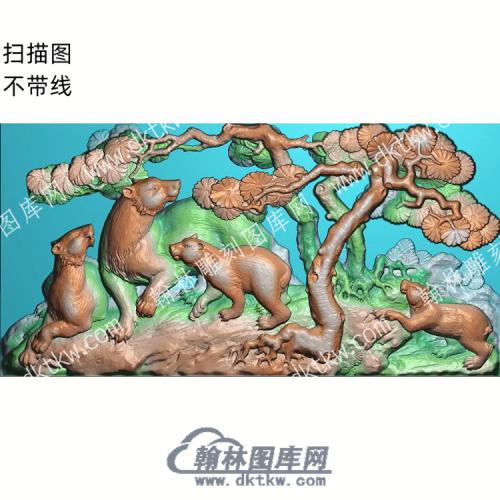 中式熊松柏精雕图（ZSDW-075）