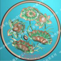 中式荷花荷叶莲花精雕图（ZSZW-134）