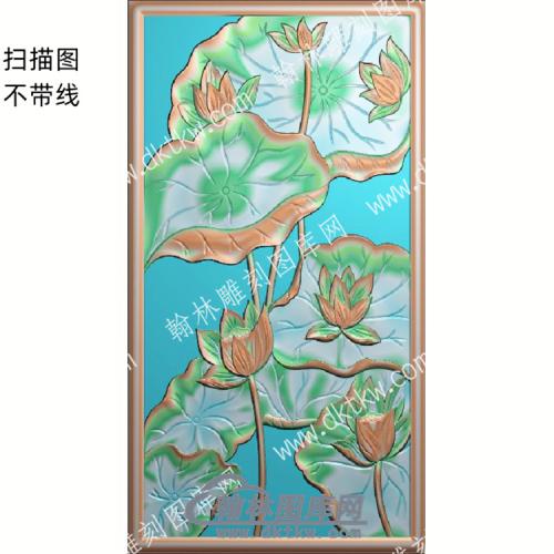 中式荷叶莲花莲蓬扫描图（ZSZW-022）