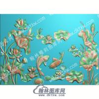 中式鲤鱼荷花荷叶精雕图（ZSZW-043）