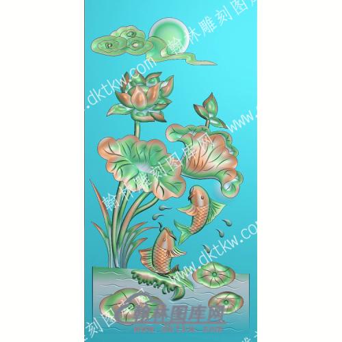 中式鲤鱼莲花精雕图（ZSZW-059）