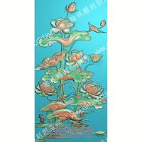 中式莲花荷叶莲蓬精雕图（ZSZW-020）