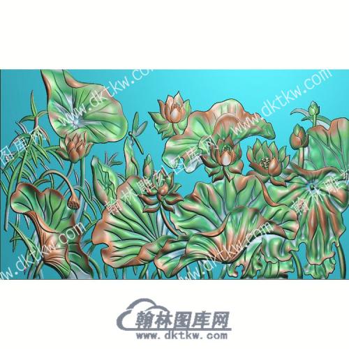 中式莲花荷叶莲蓬精雕图（ZSZW-050）