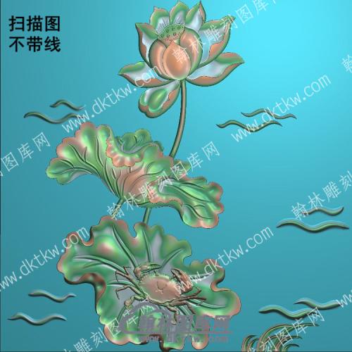 中式螃蟹莲花荷叶扫描图（ZSZW-045）