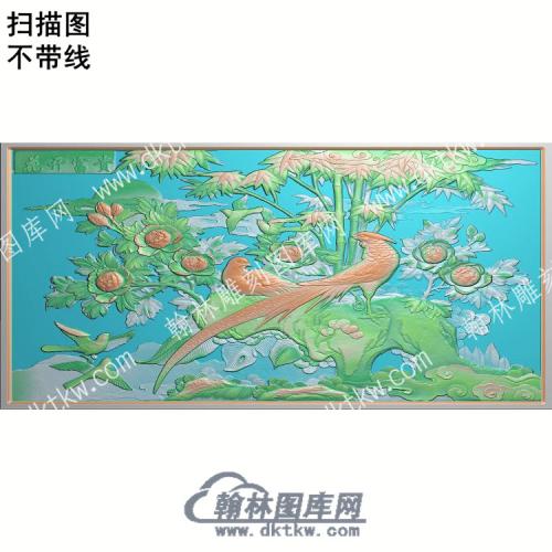 中式花开富贵竹子凤凰鸟扫描图（ZSDW-209）